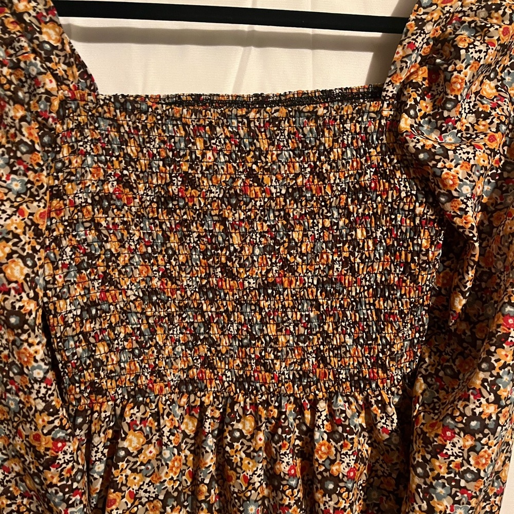 Floral β fall Smocked crop top#milkmaid#corragecore